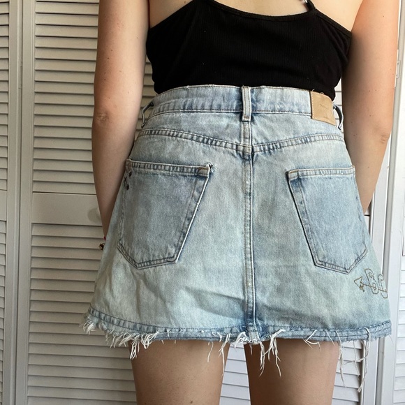 Zara Denim Embroidered Skirt - Picture 3 of 3